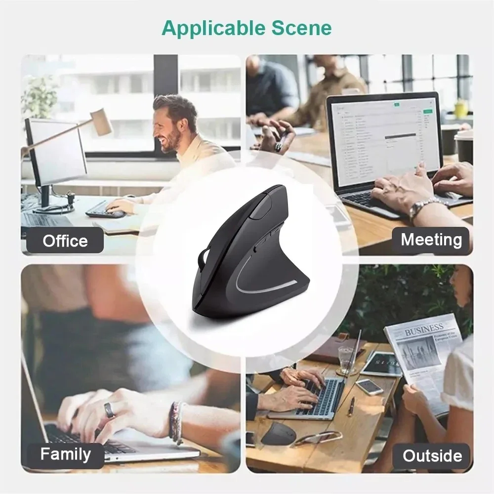 mouse óptico inalámbrico Vertical, periférico ergonómico de 2,4 GHz, 3 DPI ajustables 800/1200/1600, 6 botones para ordenador portátil, PC y de escritorio - Imagen 5