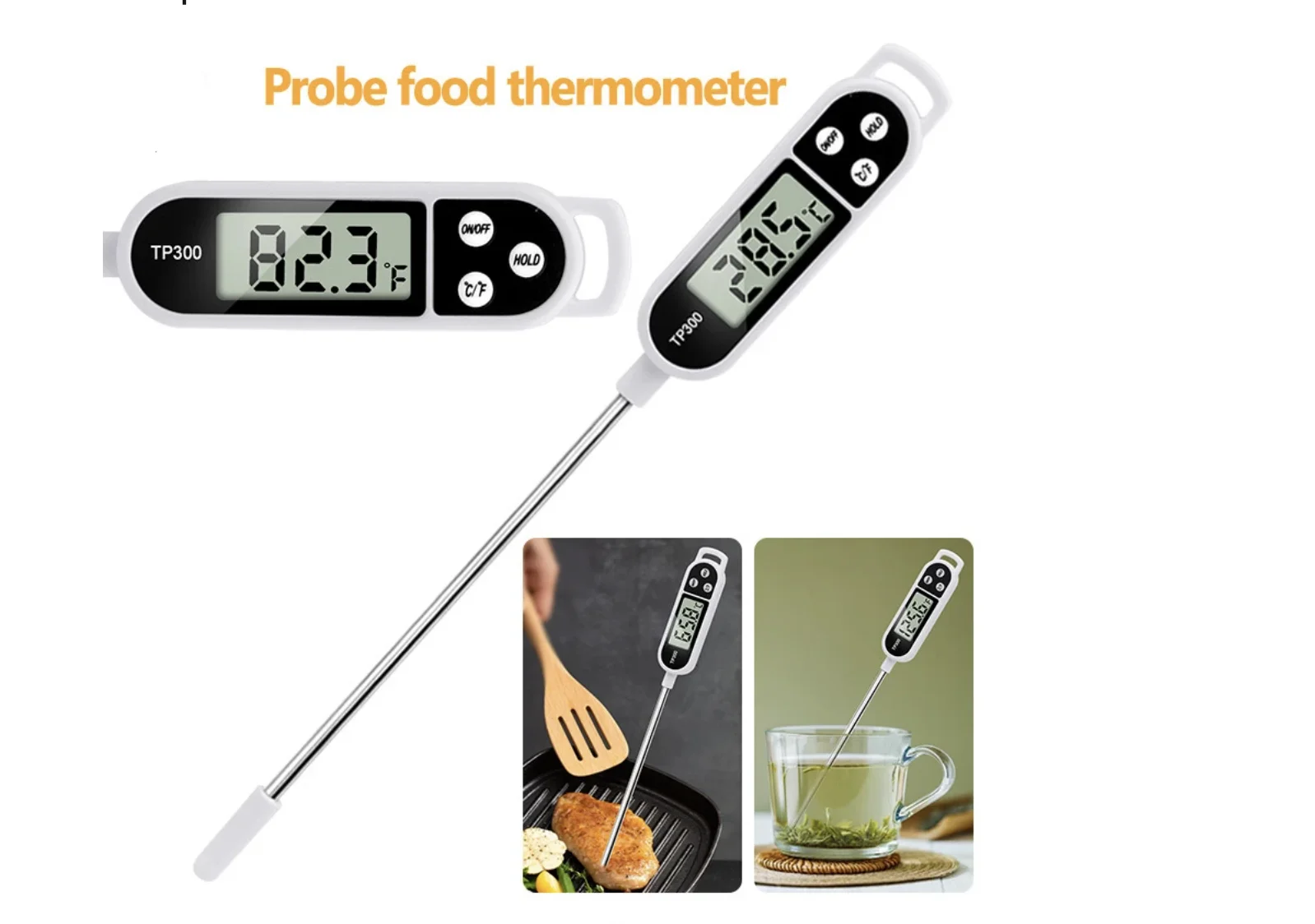 Tipo de sonda de acero inoxidable Termómetro de alimentos para el hogar Tipo de pluma Temperatura de leche Termómetro de alimentos para cocinar - Imagen 7