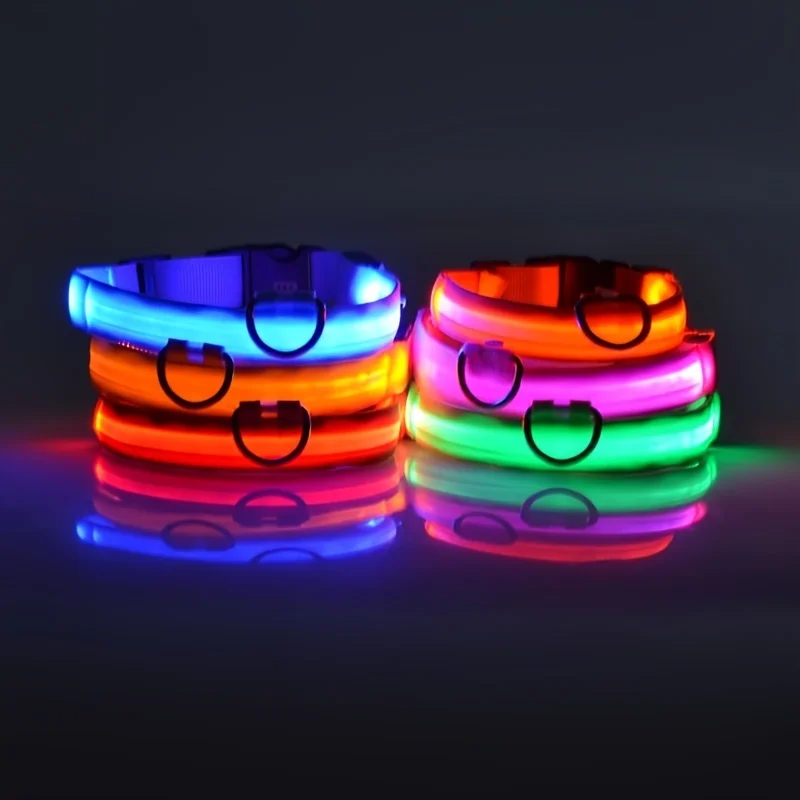 Correa LED de nailon para perro, seguridad nocturna, parpadeante, que brilla en la oscuridad, luminosa, fluorescente, para mascota - Imagen 3