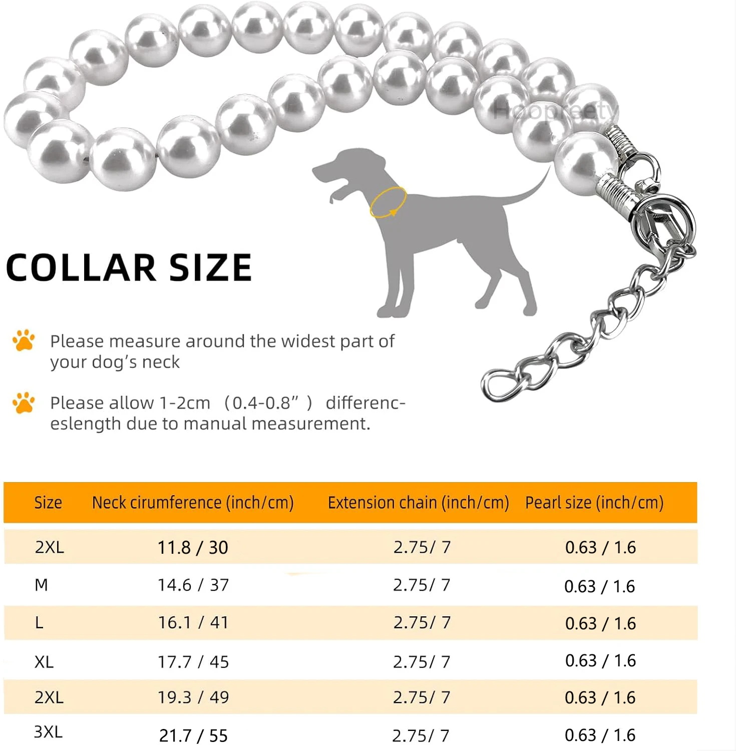 Collar de perlas para perros de 12-22 pulgadas, Collar de perlas ajustable y elegante para mascotas, accesorios para collares de joyería para perros pequeños, medianos y grandes - Imagen 8