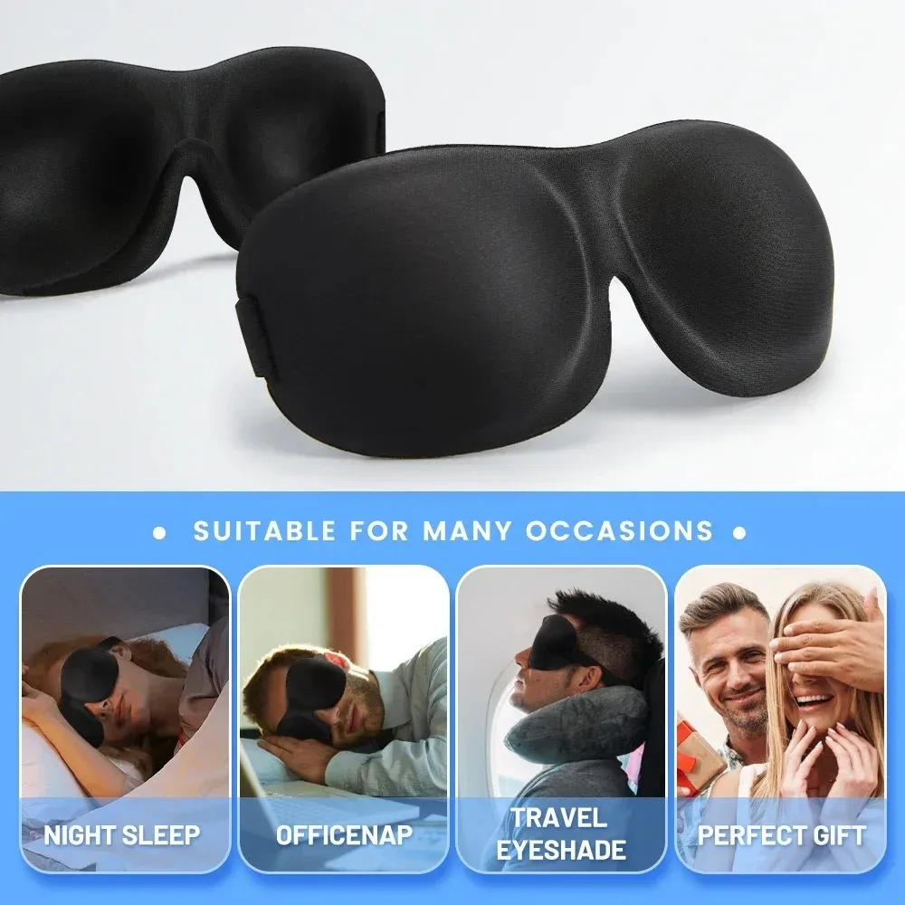 Máscara para dormir 3D con los ojos vendados, ayuda para dormir, máscara para ojos de espuma viscoelástica suave para dormir, bloqueo de viaje, cubierta para ojos ligera Slaapmasker - Imagen 6