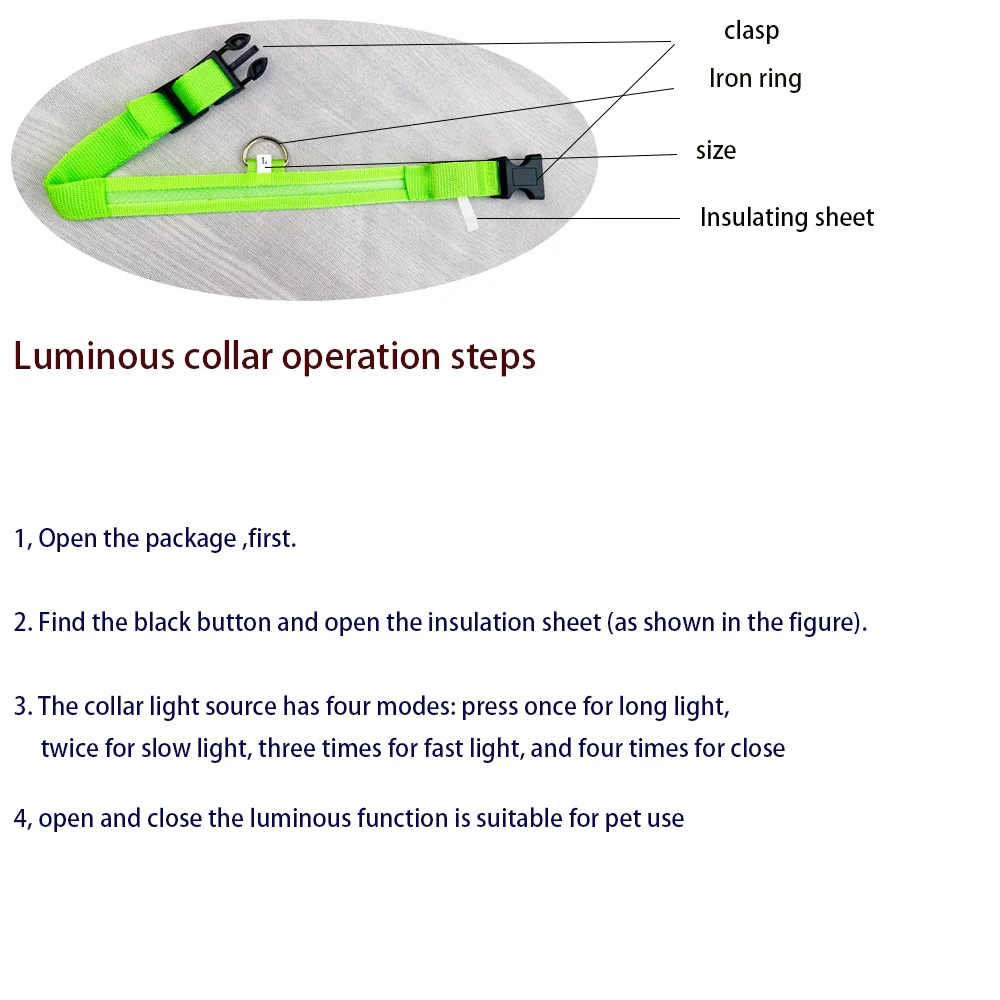 Correa LED de nailon para perro, seguridad nocturna, parpadeante, que brilla en la oscuridad, luminosa, fluorescente, para mascota - Imagen 5