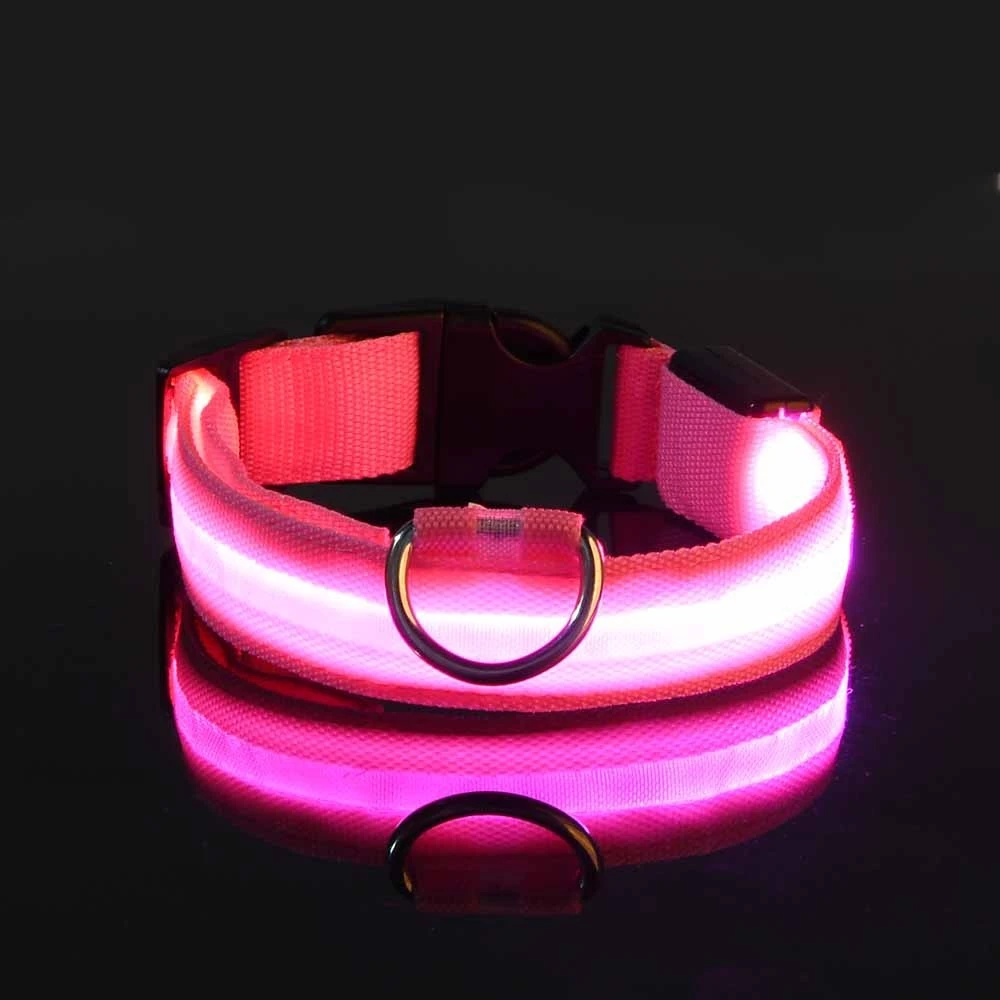 Correa LED de nailon para perro, seguridad nocturna, parpadeante, que brilla en la oscuridad, luminosa, fluorescente, para mascota - Imagen 7