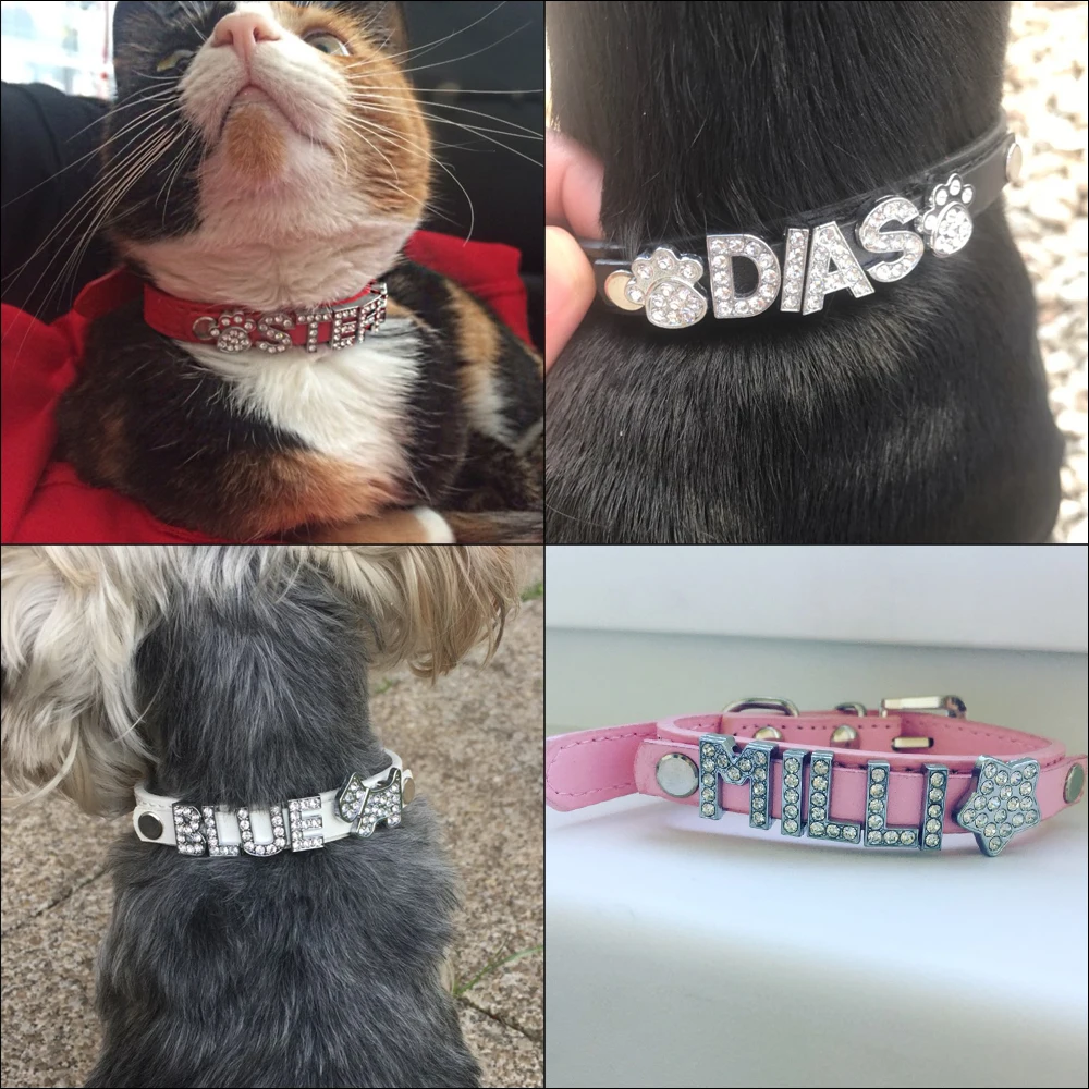 Collares para perros con diamantes de imitación ostentosos, Collar personalizado para perros pequeños, Collar para Chihuahua, dijes con nombre gratis, accesorios para mascotas - Imagen 5