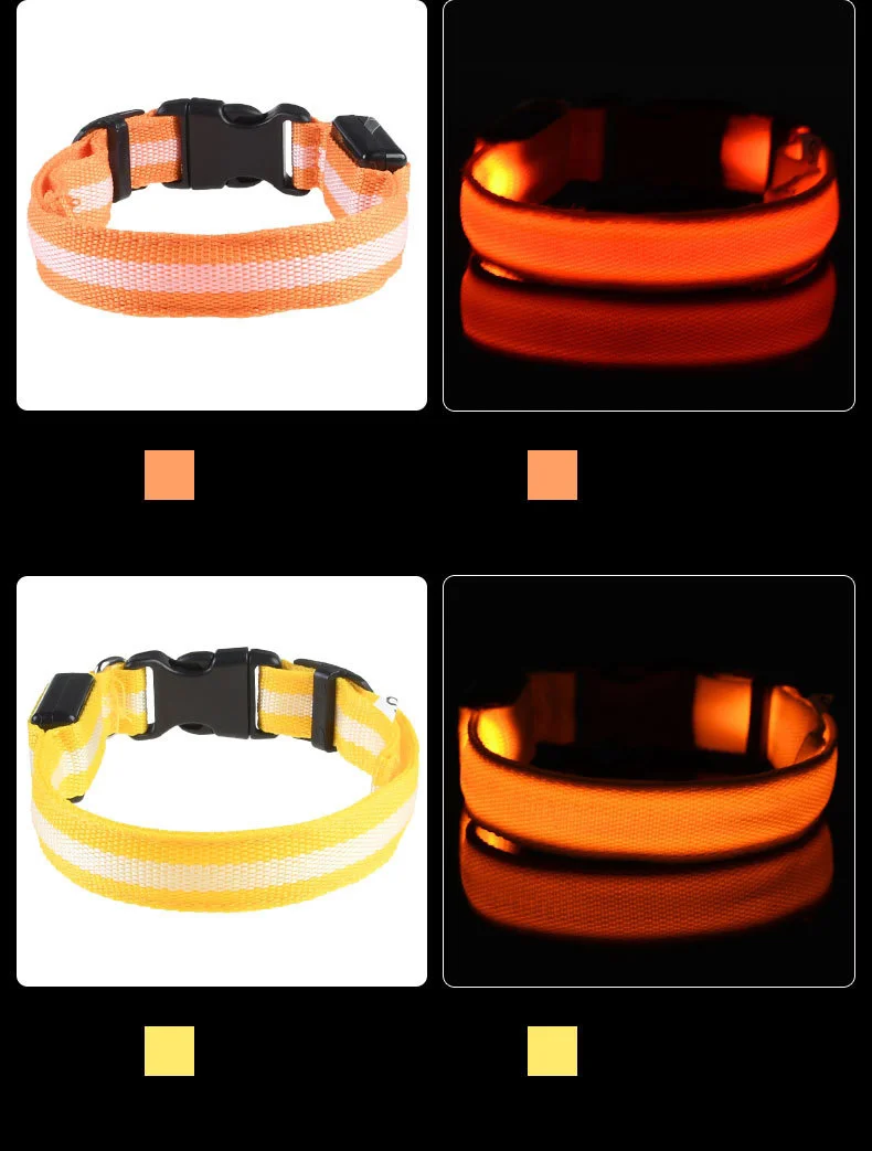 Correa LED de nailon para perro, seguridad nocturna, parpadeante, que brilla en la oscuridad, luminosa, fluorescente, para mascota - Imagen 23