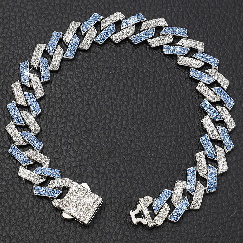 Collar de cadena de perro con diamantes, cadenas cubanas de oro para perros y gatos, joyería ostentosa de 15MM, Collar de lujo - Imagen 4