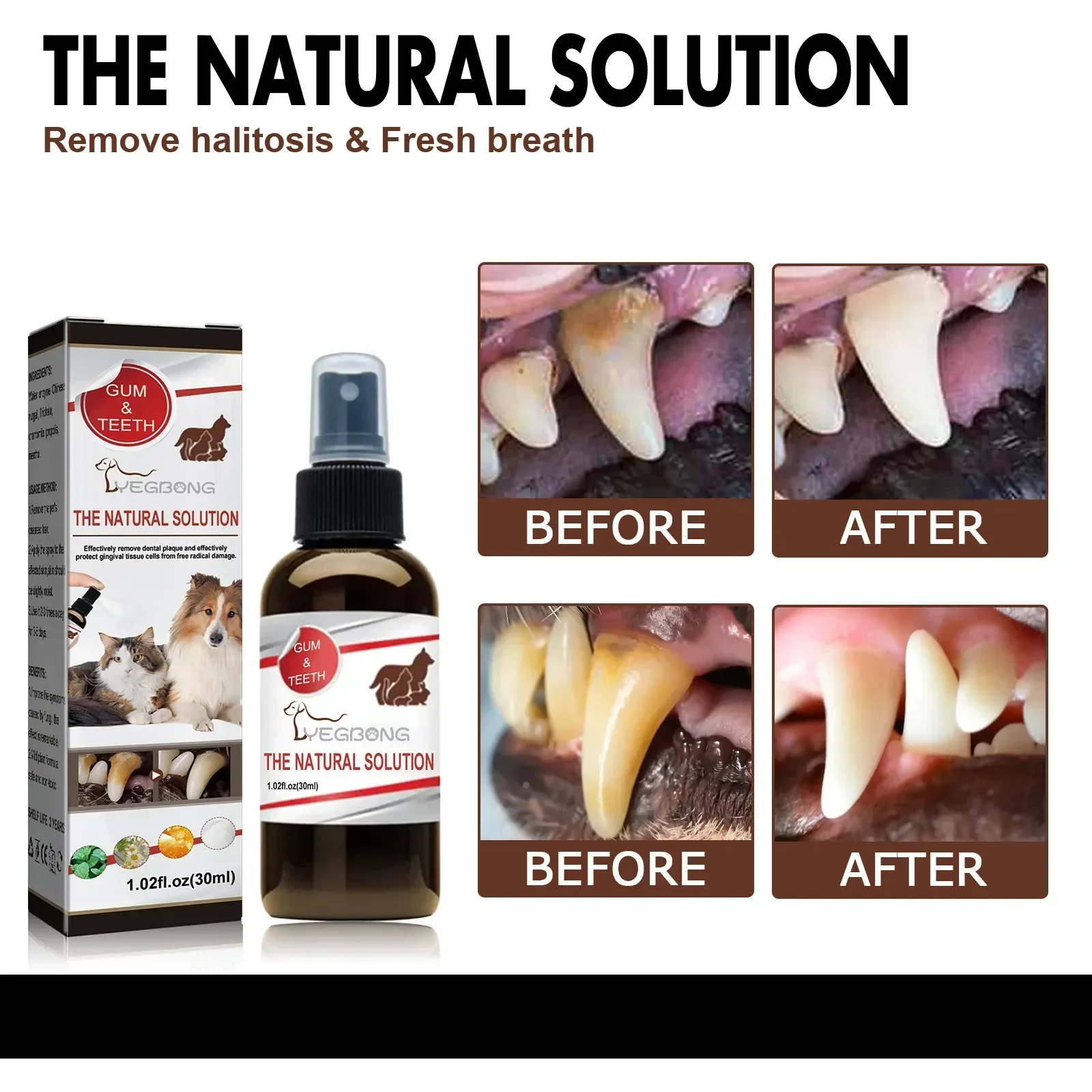 Spray de limpieza Dental para mascotas, ambientador para perros que elimina el mal aliento, limpieza Oral para gatos, cuidado Dental, desodorización, suministros para mascotas, 30ml - Imagen 2