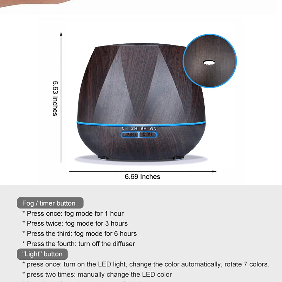 Difusor de aceites esenciales aromaterapia Humidificador de aire ultrasónico Control remoto automático Humidificador 300 500 1000ml - Imagen 20