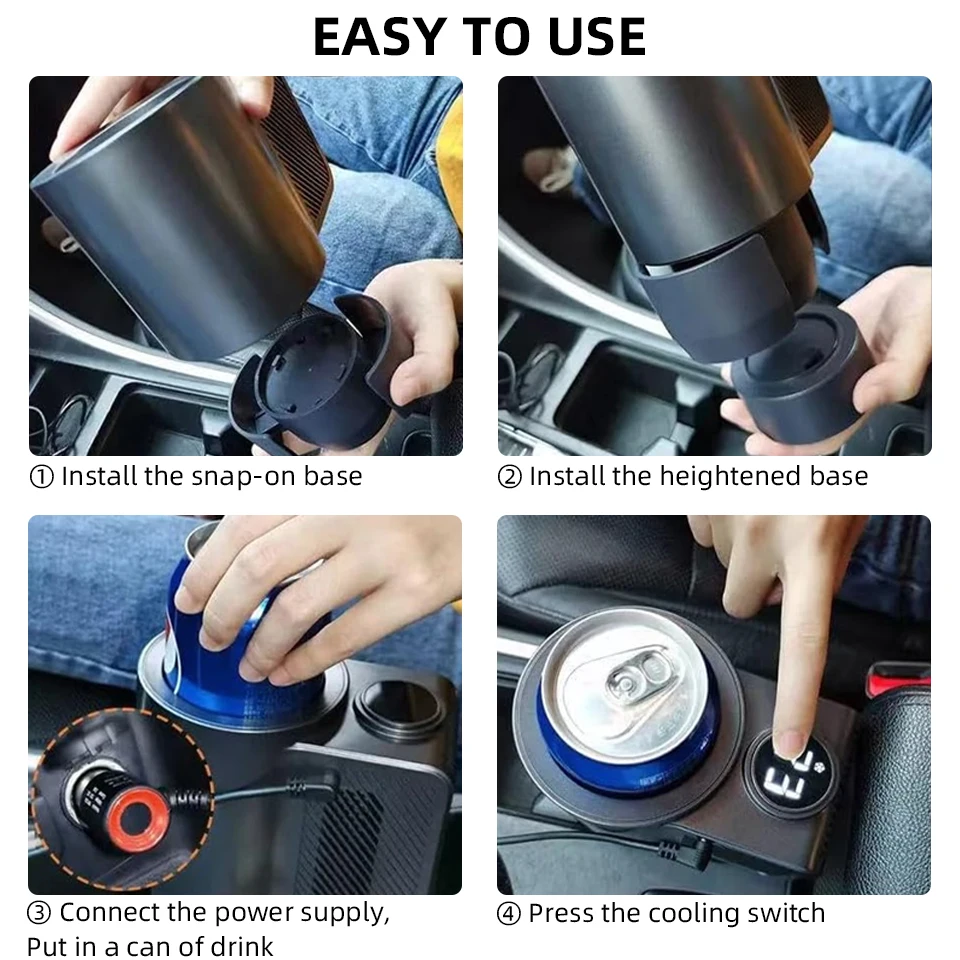 Taza de refrigeración inteligente 2 en 1 para coche, portavasos de 12V, Mini pantalla de visualización, taza de bebida, lata de bebida, taza de enfriamiento de bebidas para el hogar y el coche - Imagen 5