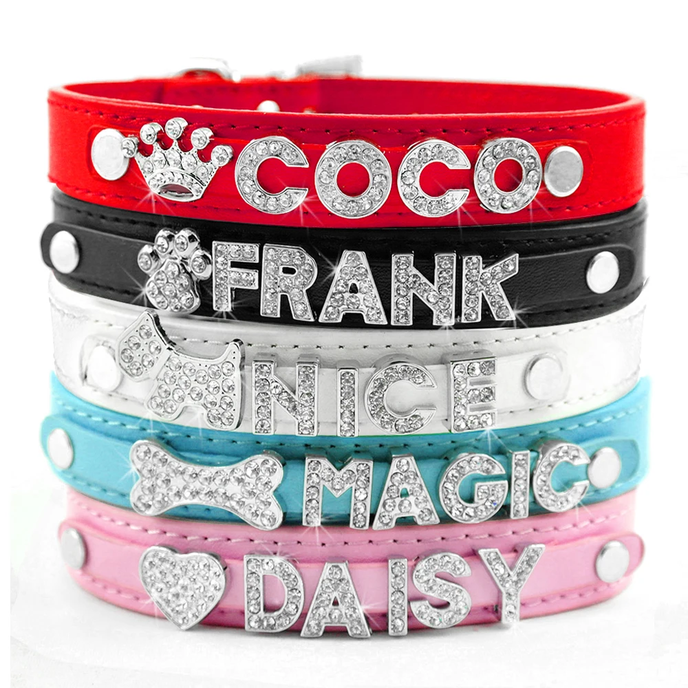 Collares para perros con diamantes de imitación ostentosos, Collar personalizado para perros pequeños, Collar para Chihuahua, dijes con nombre gratis, accesorios para mascotas - Imagen 2