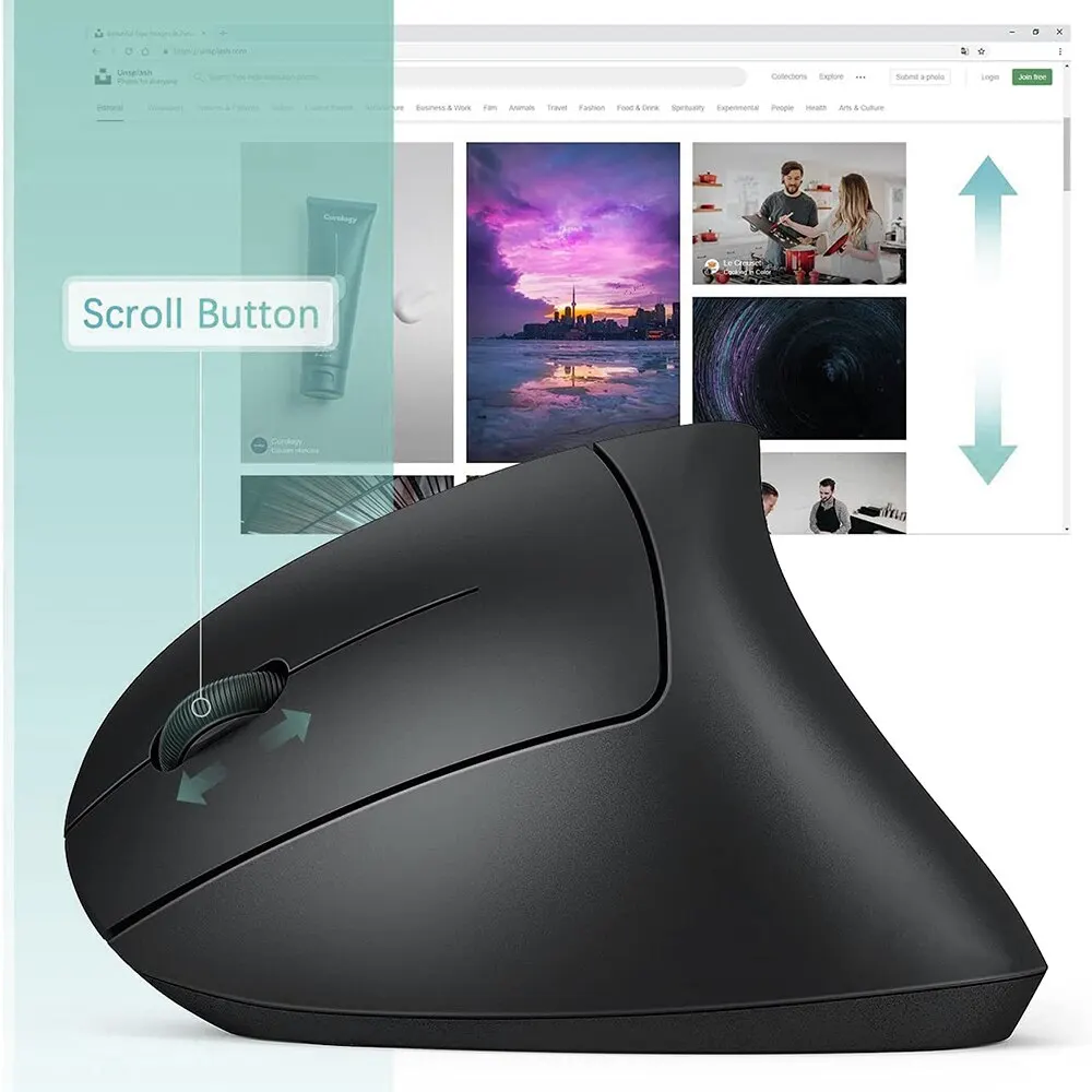 mouse óptico inalámbrico Vertical, periférico ergonómico de 2,4 GHz, 3 DPI ajustables 800/1200/1600, 6 botones para ordenador portátil, PC y de escritorio - Imagen 10