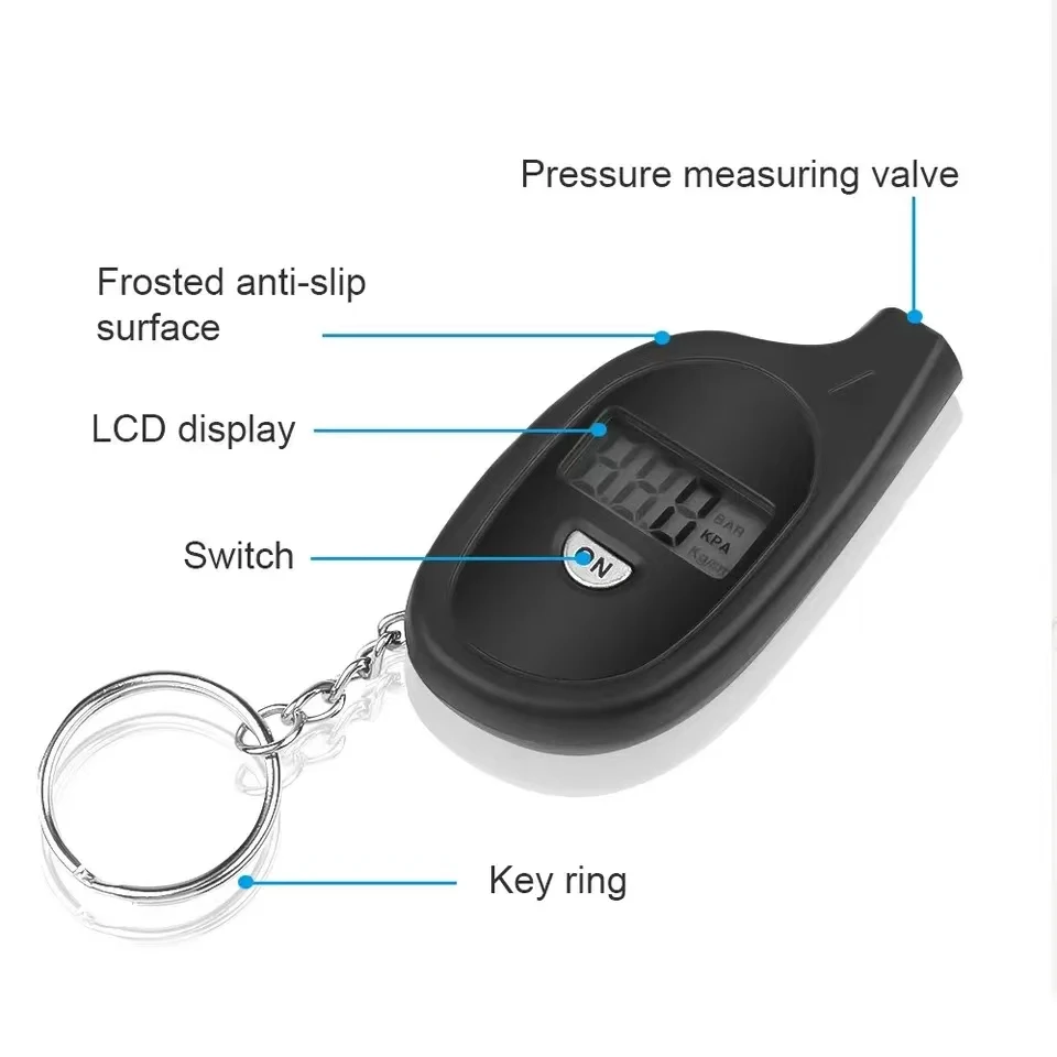 Medidor de neumáticos Digital con pantalla LCD, medidor de presión de aire para neumáticos de coche, herramientas de prueba de alarma de seguridad para neumáticos de motocicleta y coche - Imagen 5