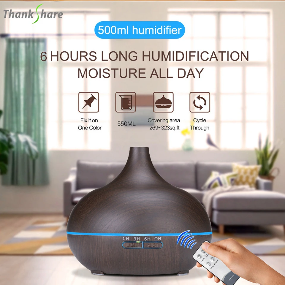 Difusor de aceites esenciales aromaterapia Humidificador de aire ultrasónico Control remoto automático Humidificador 300 500 1000ml - Imagen 26