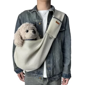 Bolso de hombro tipo bandolera para transportar mascotas, para viajes al aire libre, portátil, para gatos y cachorros, suministros de transporte para mascotas