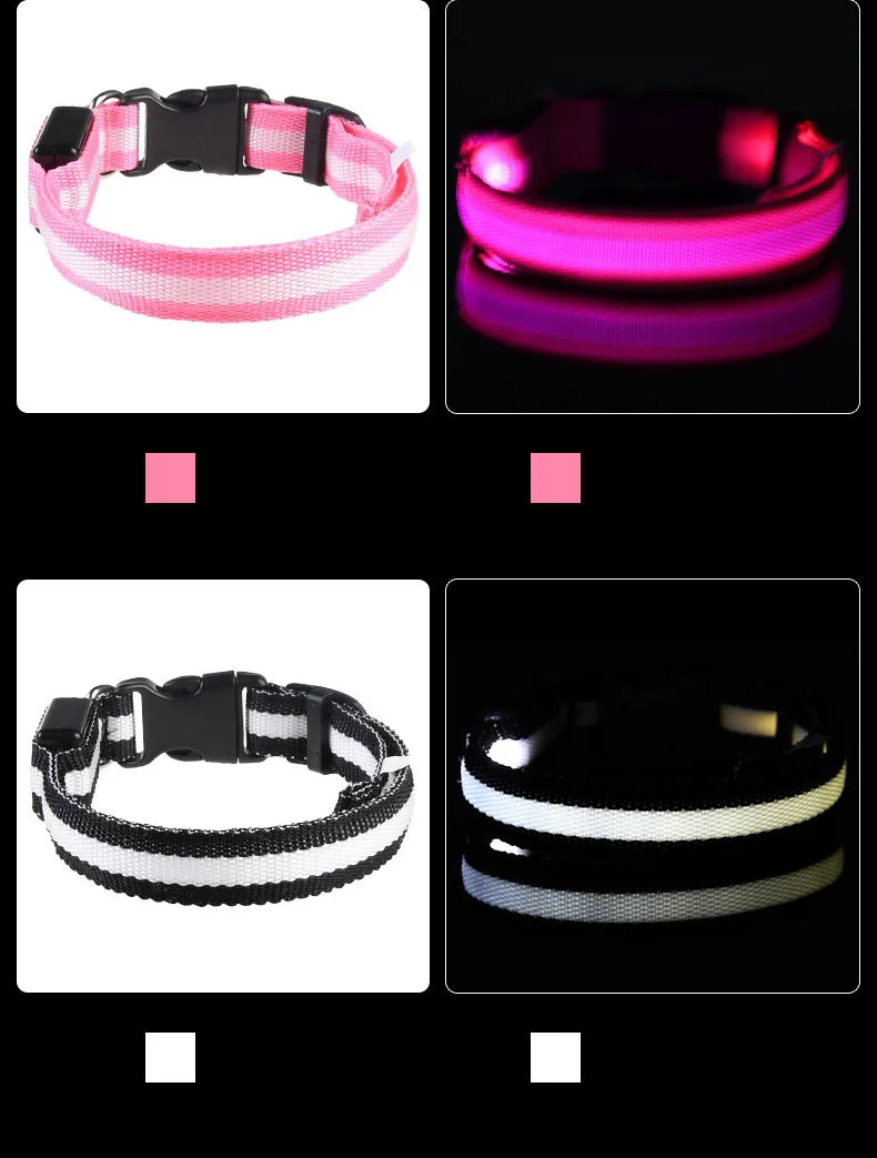 Correa LED de nailon para perro, seguridad nocturna, parpadeante, que brilla en la oscuridad, luminosa, fluorescente, para mascota - Imagen 15