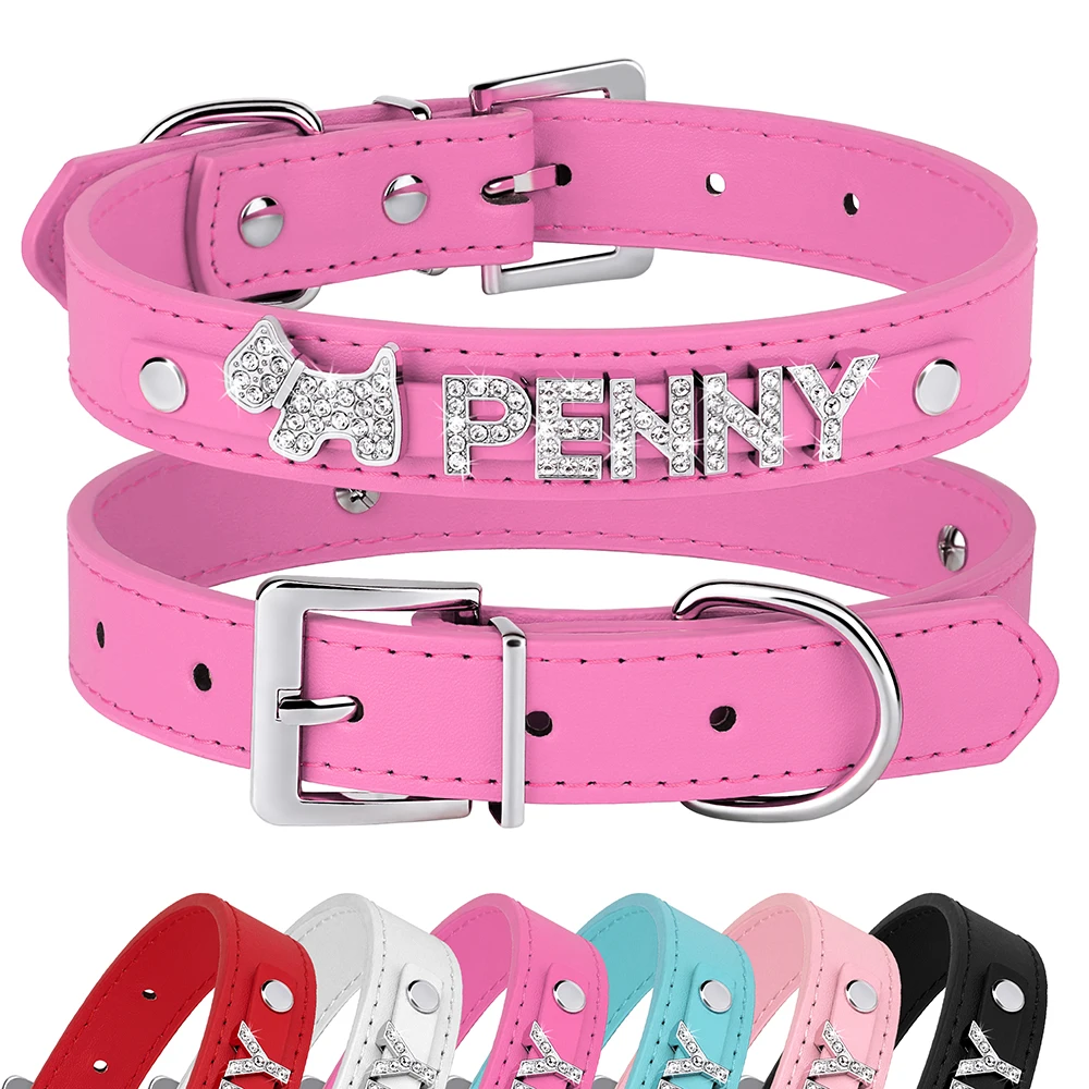 Collares para perros con diamantes de imitación ostentosos, Collar personalizado para perros pequeños, Collar para Chihuahua, dijes con nombre gratis, accesorios para mascotas - Imagen 12