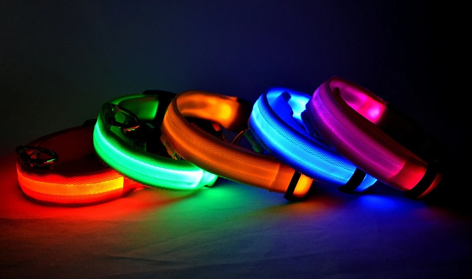 Correa LED de nailon para perro, seguridad nocturna, parpadeante, que brilla en la oscuridad, luminosa, fluorescente, para mascota - Imagen 20