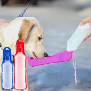 Botella de agua para perros de 250ml/500ml, botella de agua portátil de plástico para mascotas, tazón alimentador de agua potable para viajes al aire libre, cuencos plegables para perros