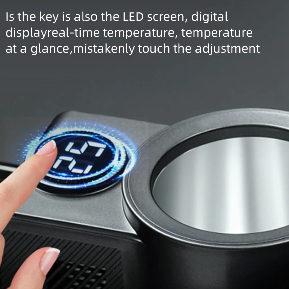 Taza de refrigeración inteligente 2 en 1 para coche, portavasos de 12V, Mini pantalla de visualización, taza de bebida, lata de bebida, taza de enfriamiento de bebidas para el hogar y el coche - Imagen 2