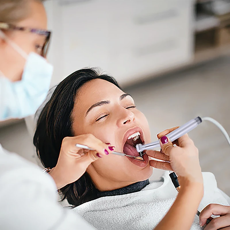 Pieza de mano Dental LED, pulsador de alta velocidad, 3 rodamientos de cerámica con luz de pulverización de agua, puntas de odontología, turbina de aire, bolígrafos de alta rotación - Imagen 6