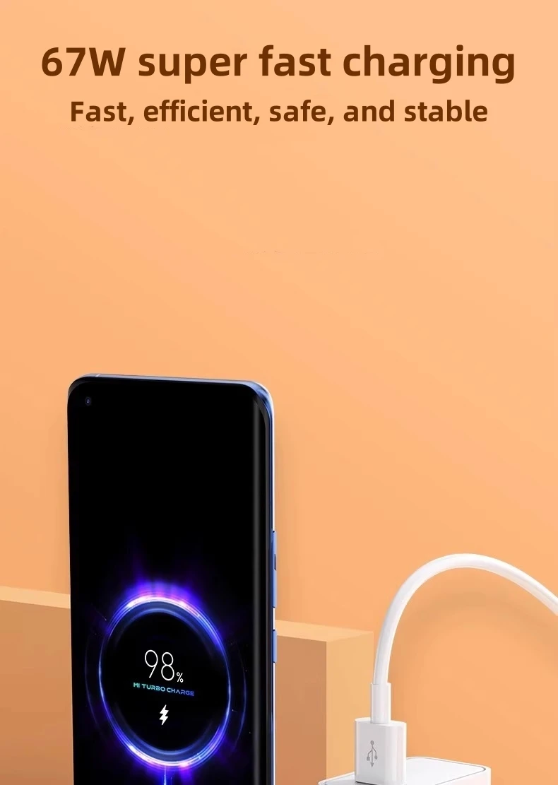 Cargador rápido USB de 67W, Cable de carga tipo C Turbo para Xiaomi 14, 13, 12, 11, 10, Ultra Redmi Note 12T, 13 Pro - Imagen 7