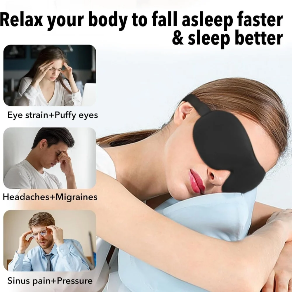 Máscara para dormir 3D con los ojos vendados, ayuda para dormir, máscara para ojos de espuma viscoelástica suave para dormir, bloqueo de viaje, cubierta para ojos ligera Slaapmasker - Imagen 4