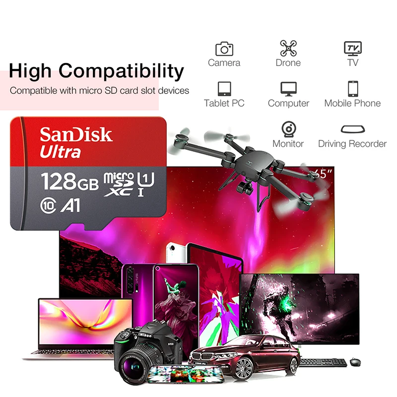 Ultra microsd 128GB 32GB 64GB 256GB 512GB A1 Tarjeta Micro SD SD TF Tarjeta Flash Tarjeta de Memoria Clase 10 para Teléfono - Imagen 3