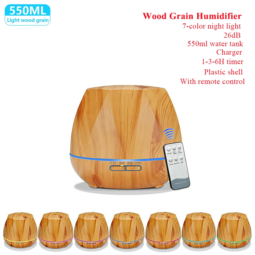 Difusor de aceites esenciales aromaterapia Humidificador de aire ultrasónico Control remoto automático Humidificador 300 500 1000ml - Imagen 13
