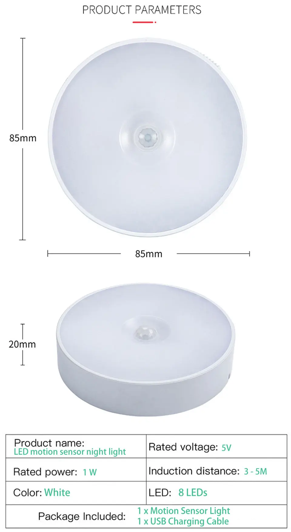 Luz nocturna recargable por USB con sensor de movimiento, lámpara LED para cocina, dormitorio, escaleras, pasillo, armario, luz nocturna - Imagen 18