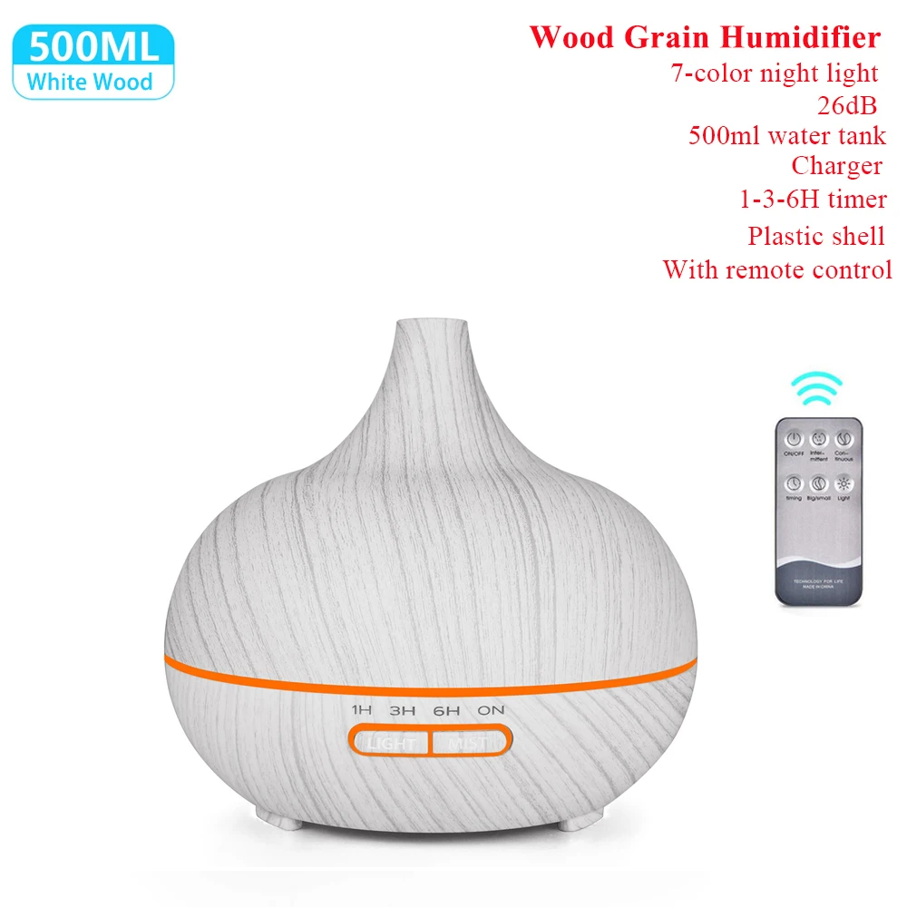 Difusor de aceites esenciales aromaterapia Humidificador de aire ultrasónico Control remoto automático Humidificador 300 500 1000ml - Imagen 10