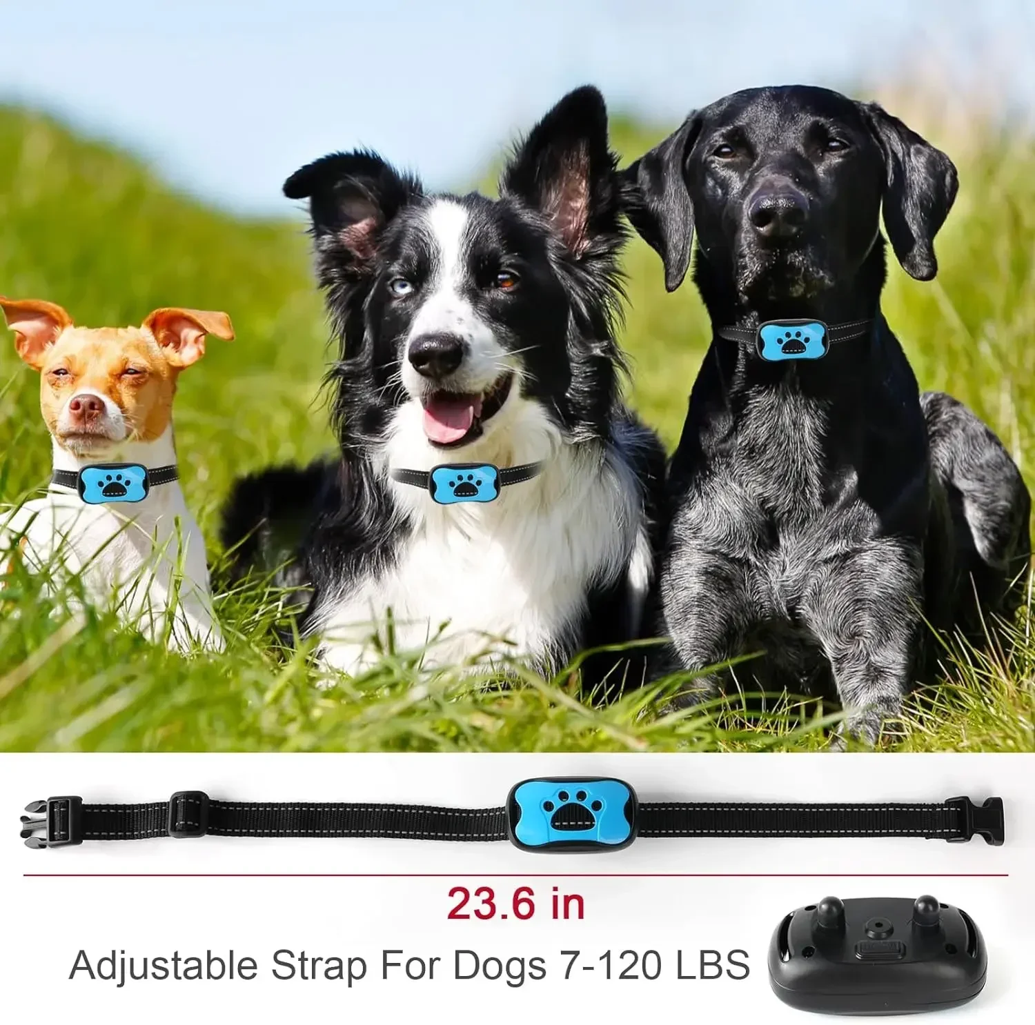 Dispositivo antiladridos para perros, Collar de entrenamiento para perros recargable por USB, Collar ultrasónico antiladridos con vibración para dejar de ladrar - Imagen 4