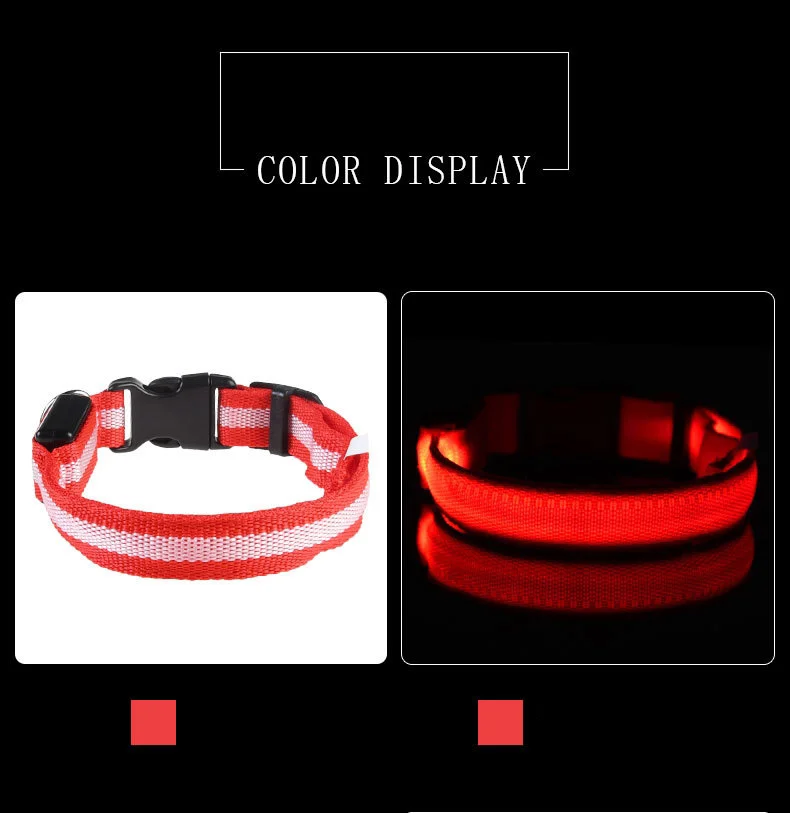 Correa LED de nailon para perro, seguridad nocturna, parpadeante, que brilla en la oscuridad, luminosa, fluorescente, para mascota - Imagen 18